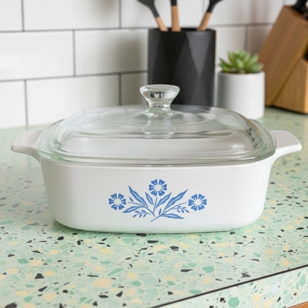 Vintage Corning Ware Blue Cornflower 1 Qt Casserole Dish with Lid P-7-C